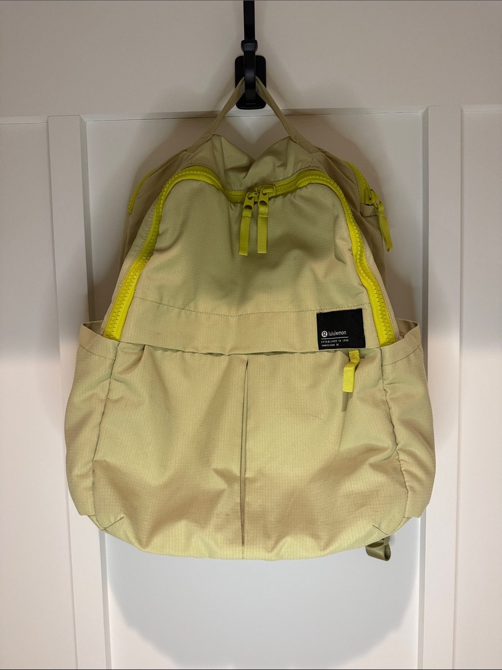 lululemon athletica Light Yellow Backpack with Neon Yellow Trim